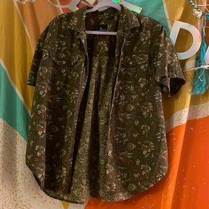 Large Womens Lizsport army green with floral details button down